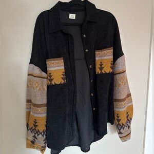 Black and Gold Geometric Patterned Shirt